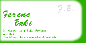 ferenc baki business card